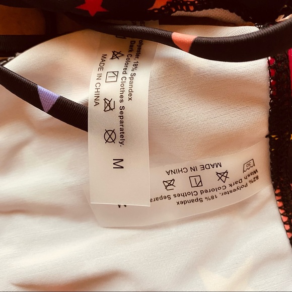 Shein Swim Black Multicolored Stars Bikini - Picture 3 of 7